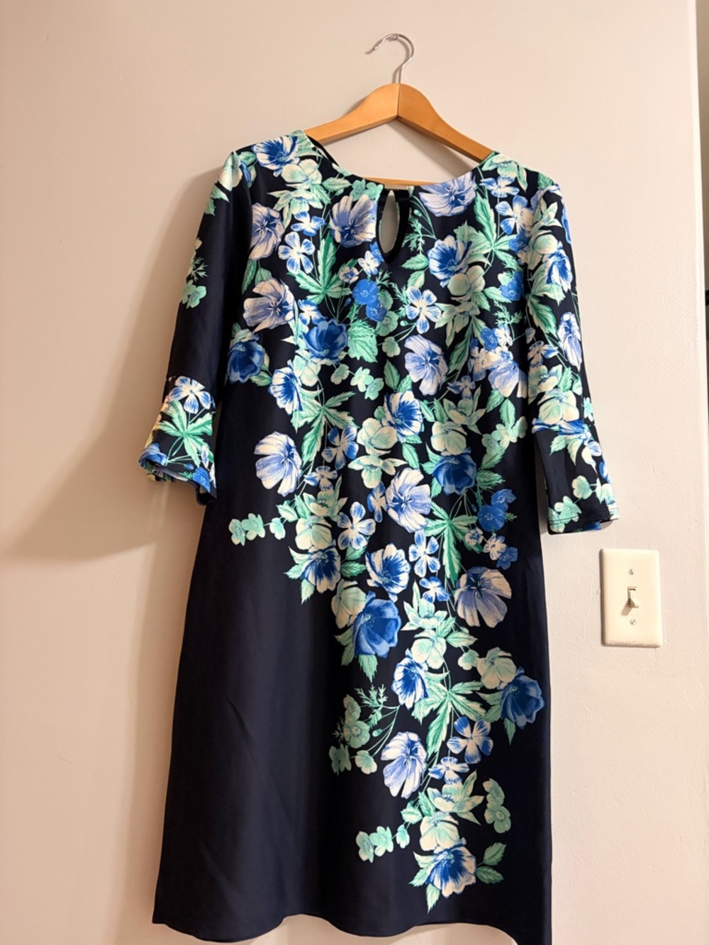 Enfocus Studio Navy Midi Dress with Blue & Green Floral Print